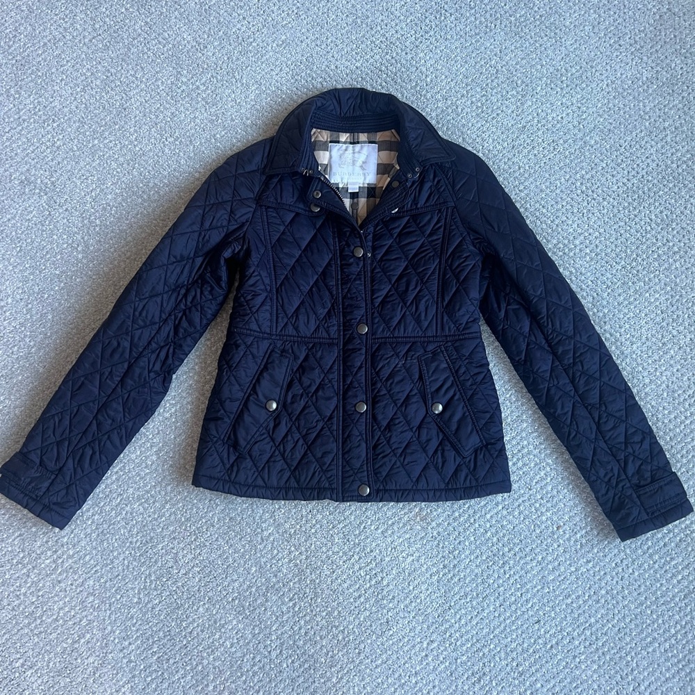 Burberry Girls Navy Quilted Jacket
